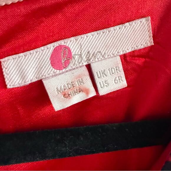 Boden Red Blue Floral Print Flounce Hem 3/4 Sleeve Midi Dress Women's size 6 - Picture 3 of 6